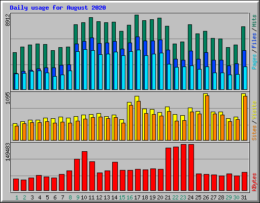 Daily usage for August 2020