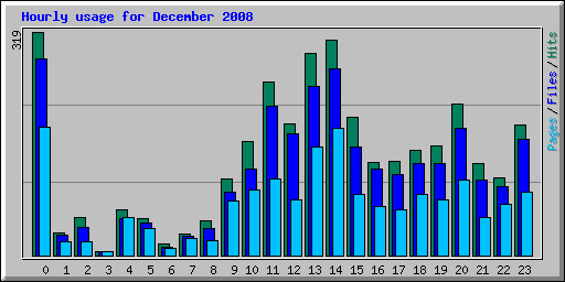 Hourly usage for December 2008