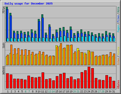 Daily usage for December 2025